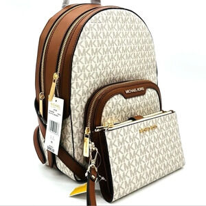 Michael Kors Medium Jaycee Zip Packet Backpack & Double Zip Wallet Wristlet